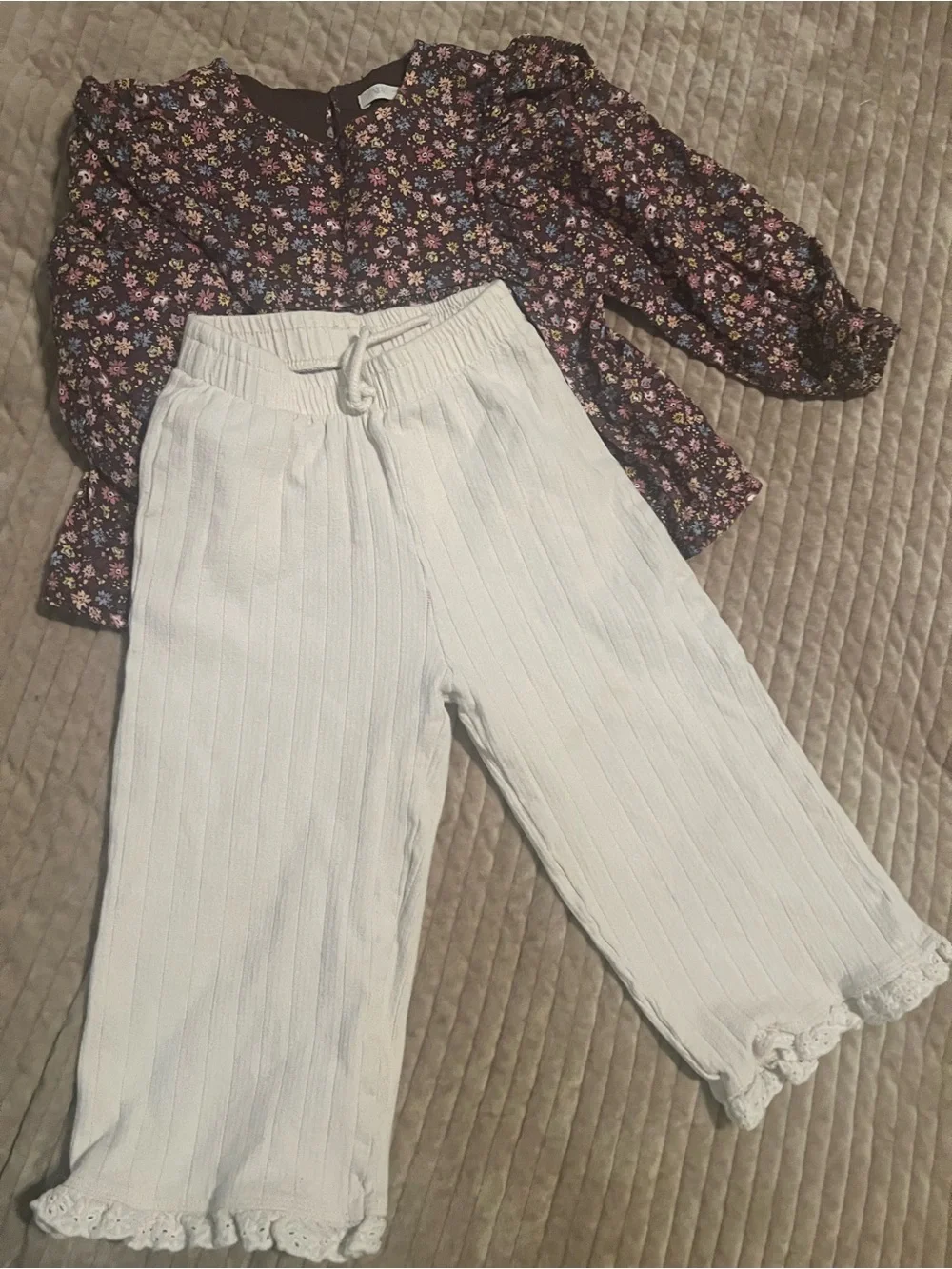 Zara Girls' Purple Floral Long-Sleeve Top & pants
